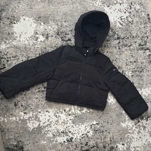 ALO Black Cropped Puffer Jacket with Hood